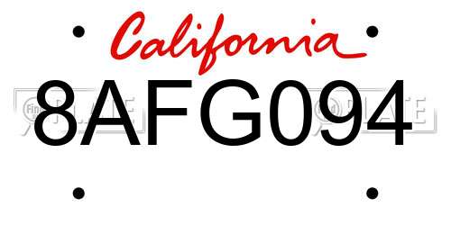 8AFG094 California License Plate
