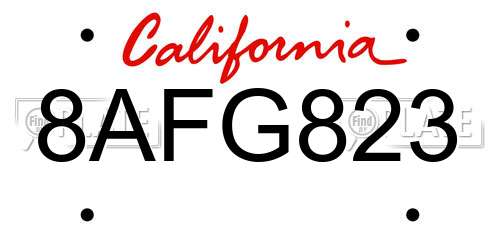 8AFG823 California License Plate