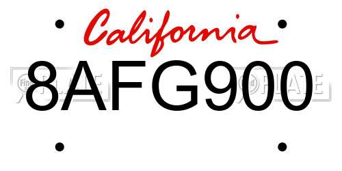 8AFG900 California License Plate