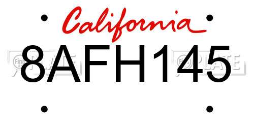 8AFH145 California License Plate