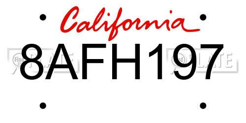 8AFH197 California License Plate