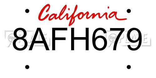 8AFH679 California License Plate