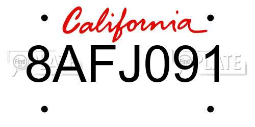 8AFJ091 California License Plate