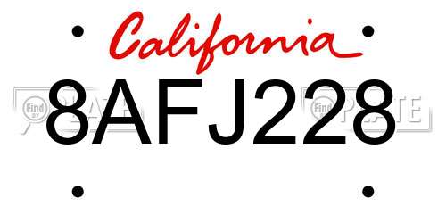8AFJ228 California License Plate