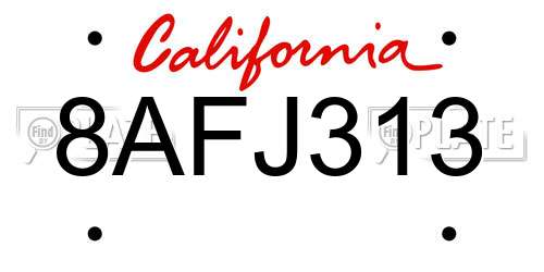 8AFJ313 California License Plate