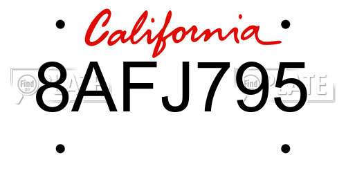 8AFJ795 California License Plate