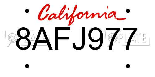 8AFJ977 California License Plate