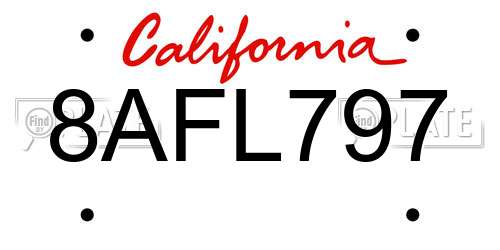 8AFL797 California License Plate