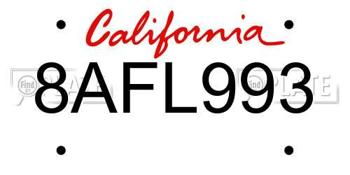 8AFL993 California License Plate
