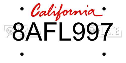 8AFL997 California License Plate