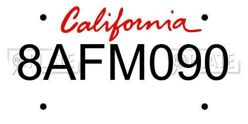 8AFM090 California License Plate