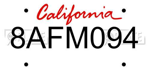 8AFM094 California License Plate