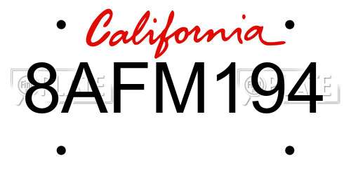8AFM194 California License Plate