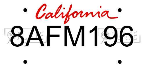8AFM196 California License Plate