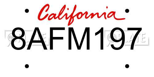 8AFM197 California License Plate