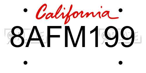 8AFM199 California License Plate