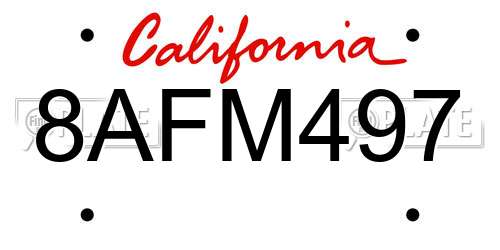 8AFM497 California License Plate
