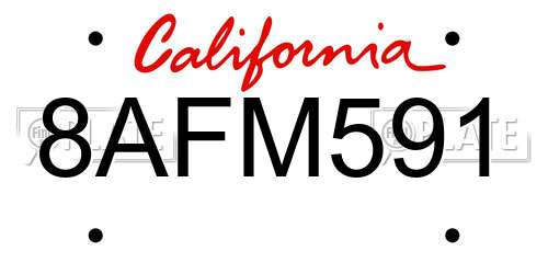 8AFM591 California License Plate