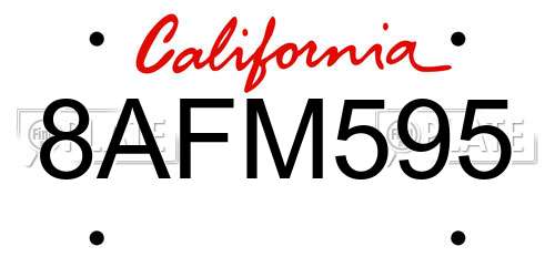 8AFM595 California License Plate
