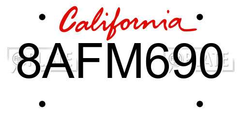 8AFM690 California License Plate