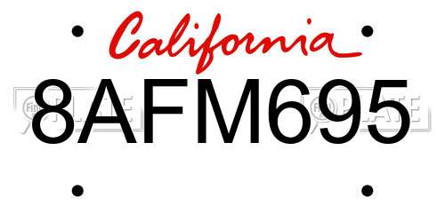 8AFM695 California License Plate