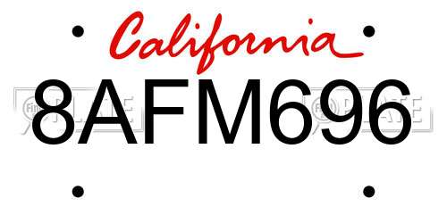 8AFM696 California License Plate