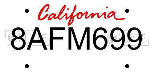 8AFM699 California License Plate