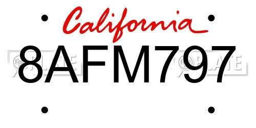 8AFM797 California License Plate