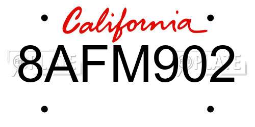 8AFM902 California License Plate