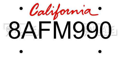 8AFM990 California License Plate