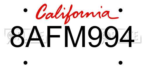 8AFM994 California License Plate