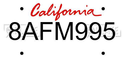 8AFM995 California License Plate