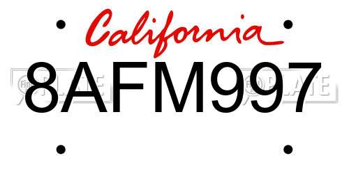 8AFM997 California License Plate