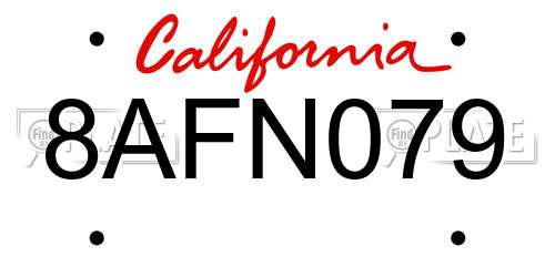8AFN079 California License Plate