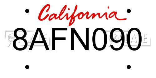 8AFN090 California License Plate