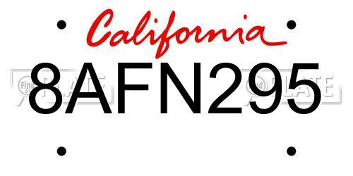 8AFN295 California License Plate