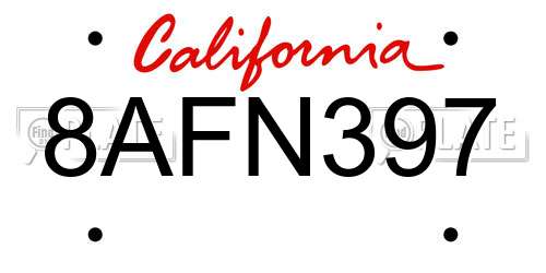 8AFN397 California License Plate