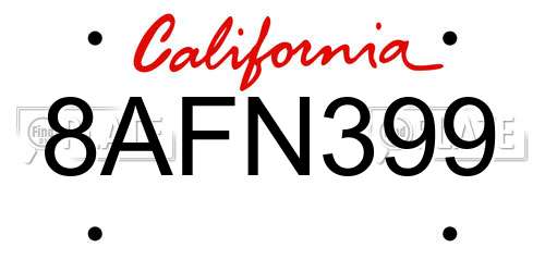 8AFN399 California License Plate