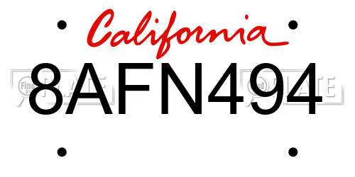 8AFN494 California License Plate