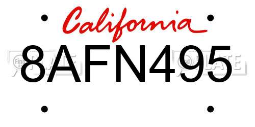 8AFN495 California License Plate