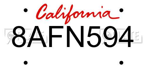8AFN594 California License Plate