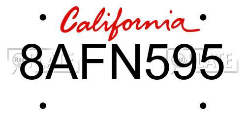 8AFN595 California License Plate