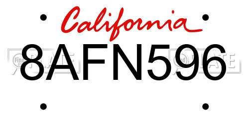 8AFN596 California License Plate