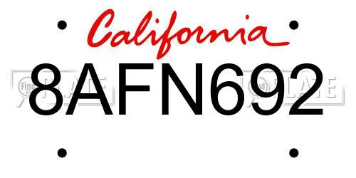 8AFN692 California License Plate