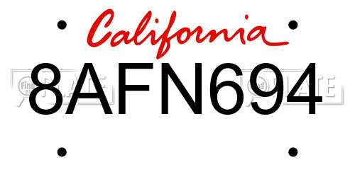 8AFN694 California License Plate
