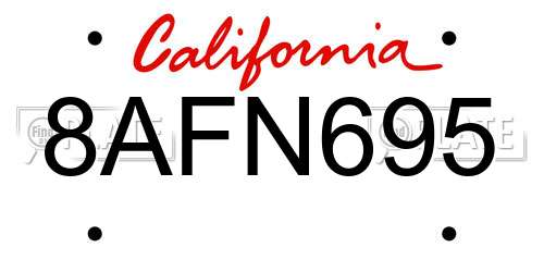 8AFN695 California License Plate