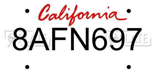8AFN697 California License Plate