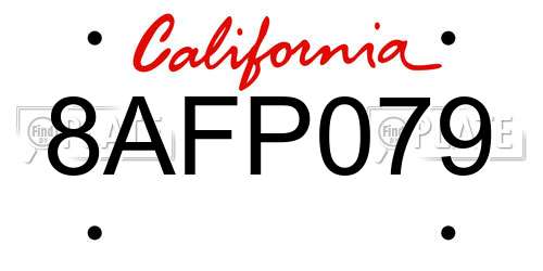 8AFP079 California License Plate