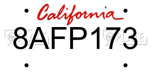 8AFP173 California License Plate