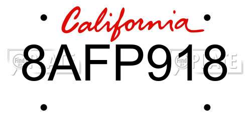 8AFP918 California License Plate